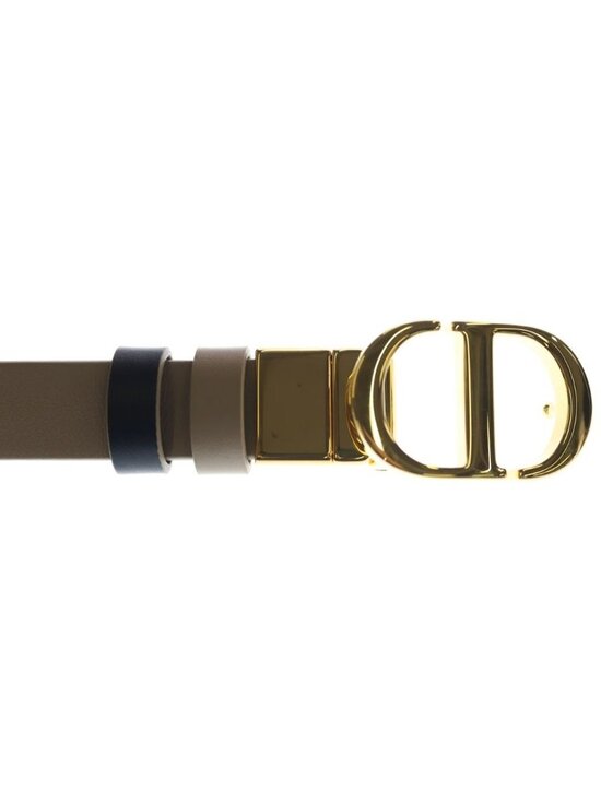 Dior CD Logo Buckle Reversible Belt Gold Leather Beige Black main image 2
